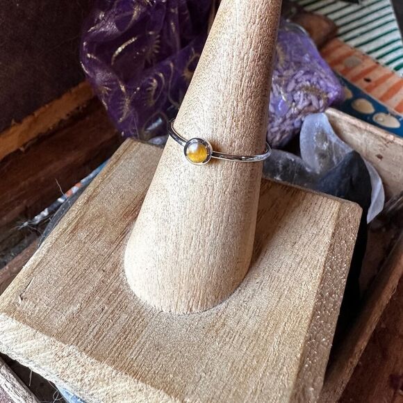 Tiger Eye Sterling Silver Minimalist Ring - Picture 2 of 5